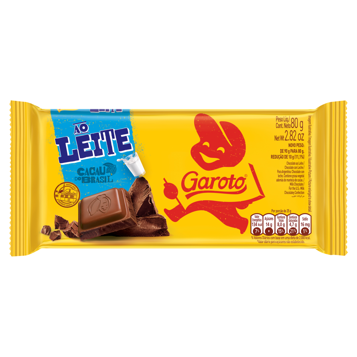 Chocolate ao Leite GAROTO Tablete 80g