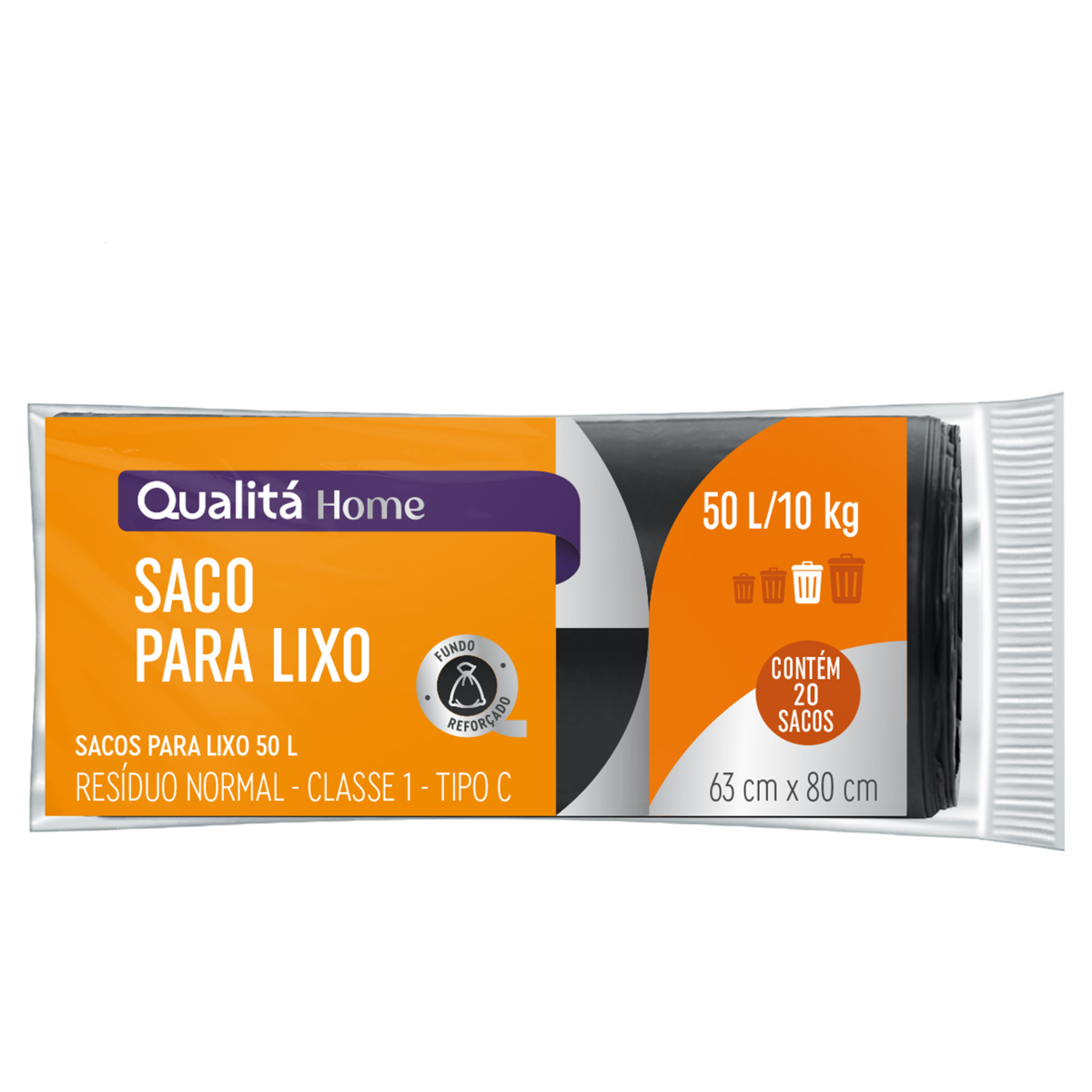 Saco para Lixo Tipo C 50l Qualitá Home 20 Unidades