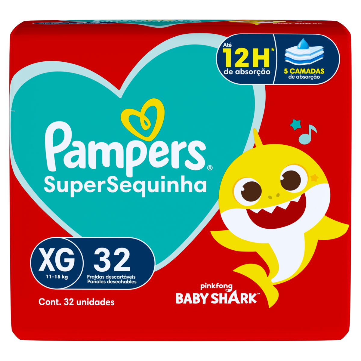 Fralda Descartável Infantil Pampers SuperSequinha XG Pacote 32 Unidades