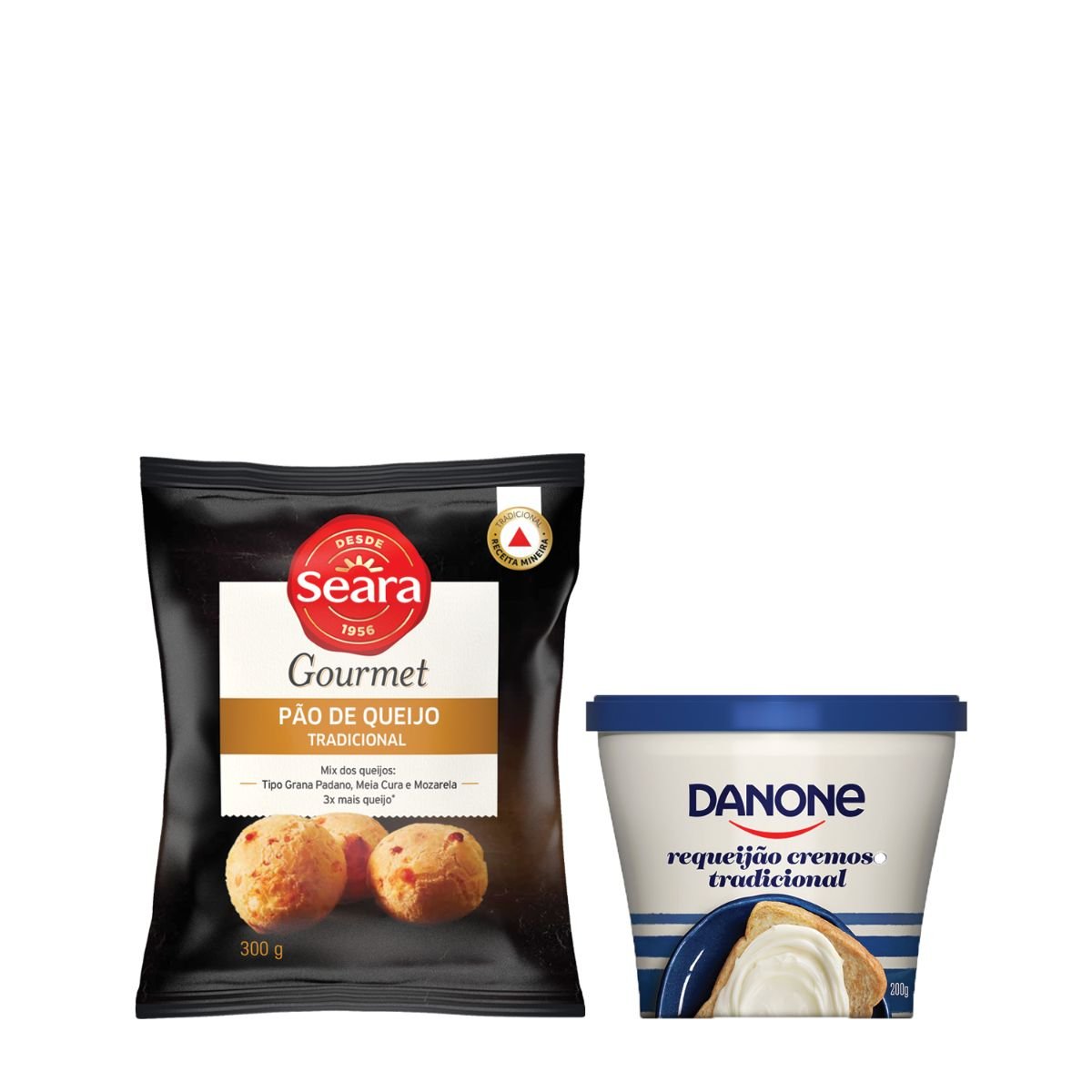 KIT Pão de queijo Seara Gourmet 300g x Requeijão Danone 200g