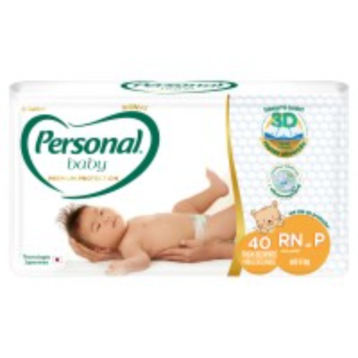 Fralda Descartável Personal Baby Premium Protection RN até P Pacote 40 Unidades