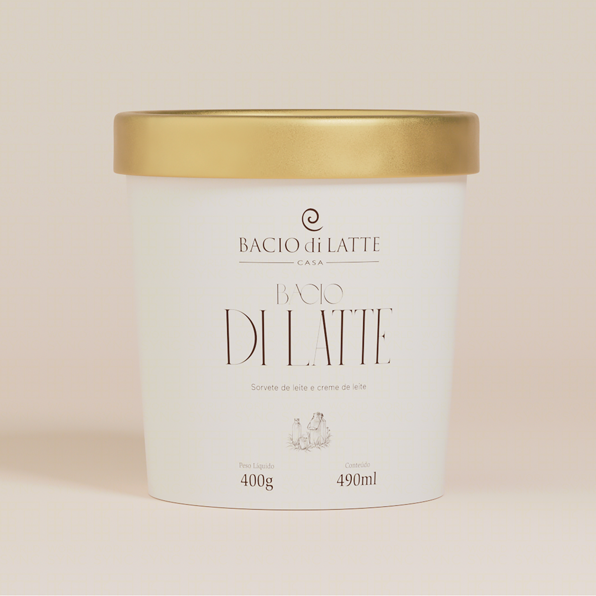 Gelato Leite e Creme de Leite Bacio di Latte Casa Pote 490ml