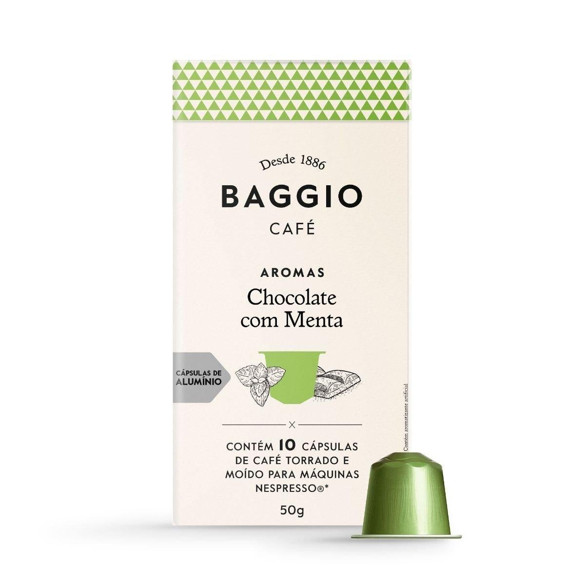 Café em Cápsula Torrado e Moído Chocolate com Menta Baggio Aromas Caixa 50g 10 Unidades