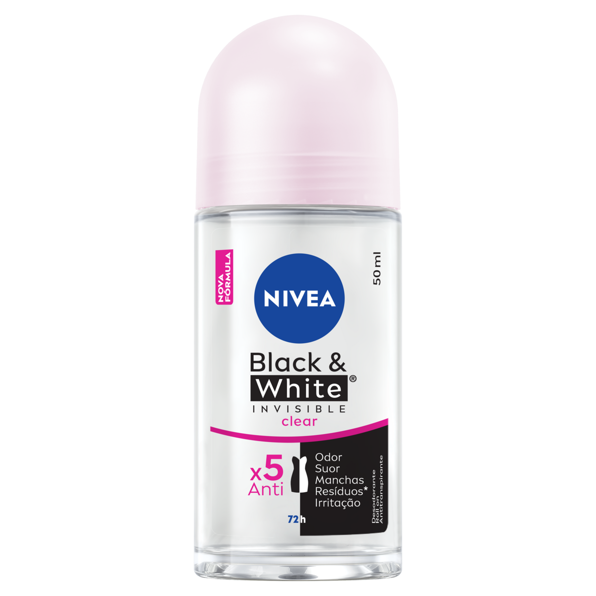 Antitranspirante Roll-On Nivea Invisible for Black & White Clear 50ml