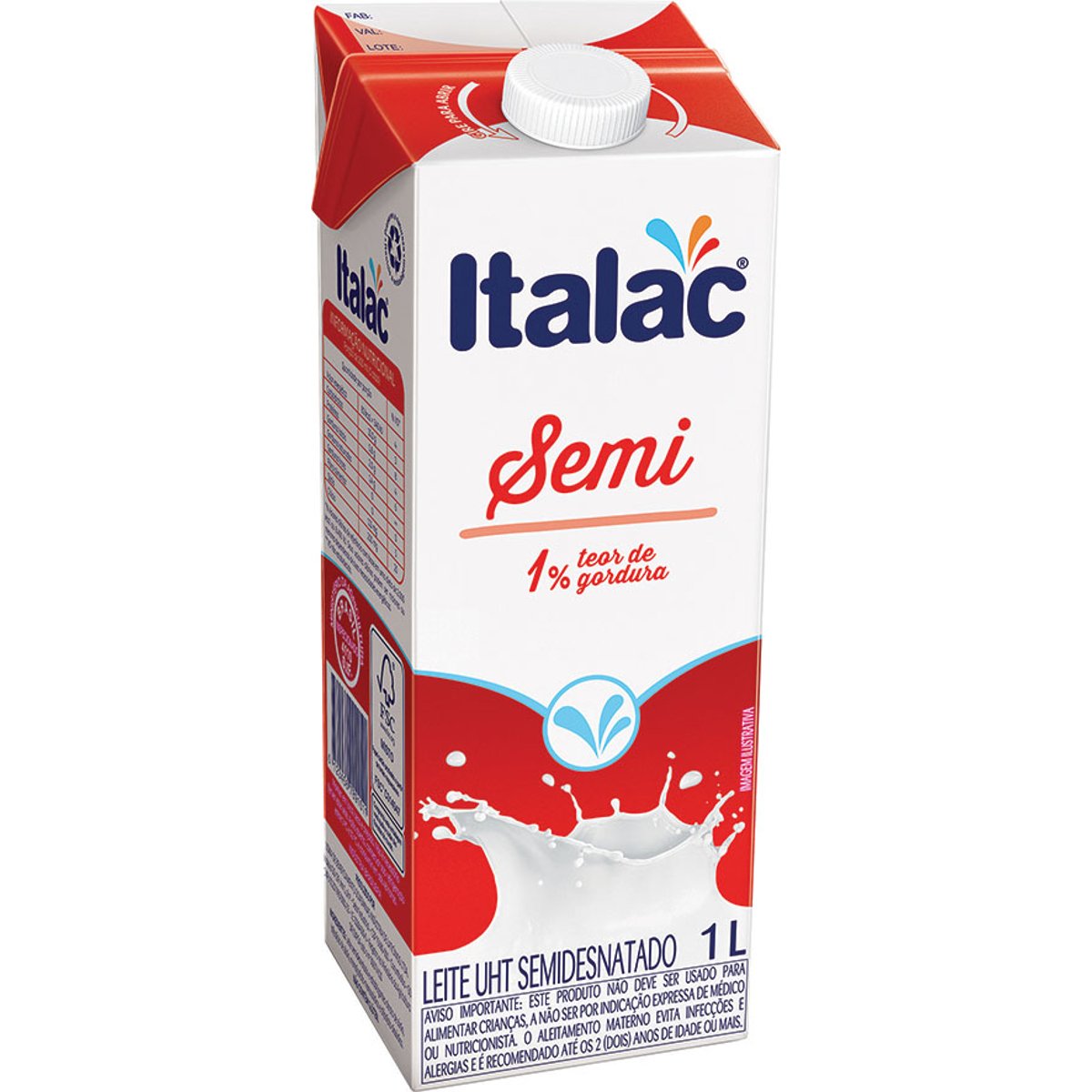 Leite Longa Vida Semidesnatado ITALAC 1 Litro