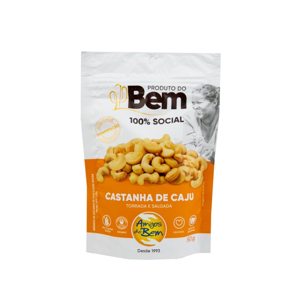 Castanha-de-Caju Torrada e Salgada Amigos do Bem Pacote 50g