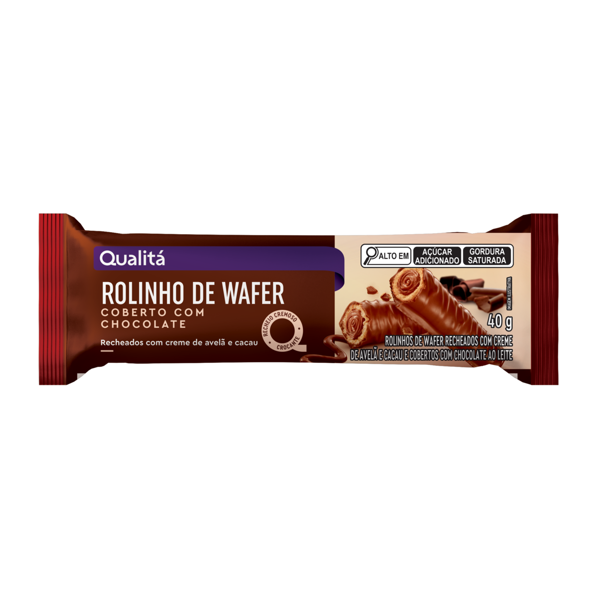 Rolinho Wafer com Cobertura de Chocolate QUALITÁ 40g