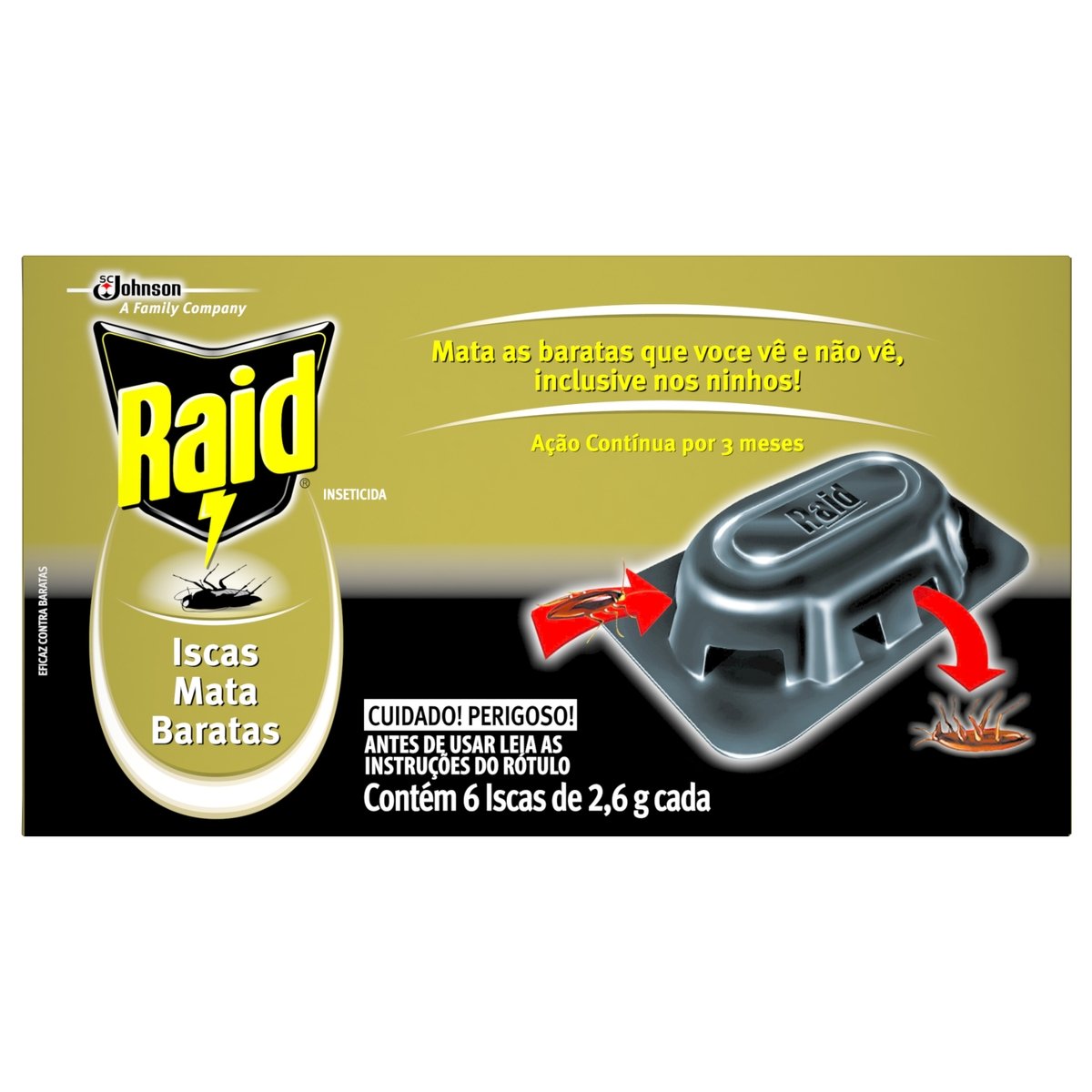 Inseticida Isca Mata Baratas Raid Caixa 6 Unidades 2,6g Cada