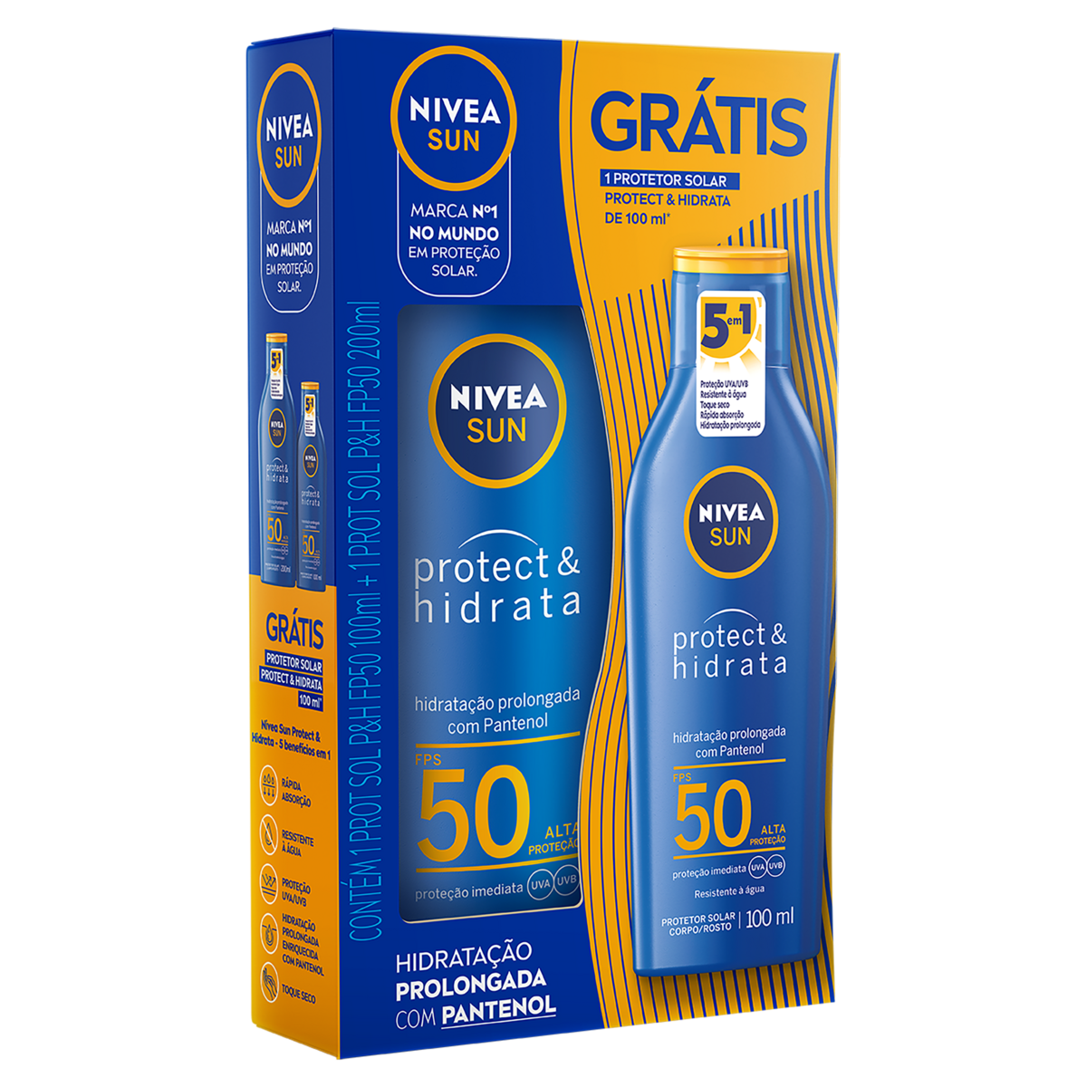 Kit Protetor Solar Nívea Sun FPS 50 200ml + Protetor Solar 100ml