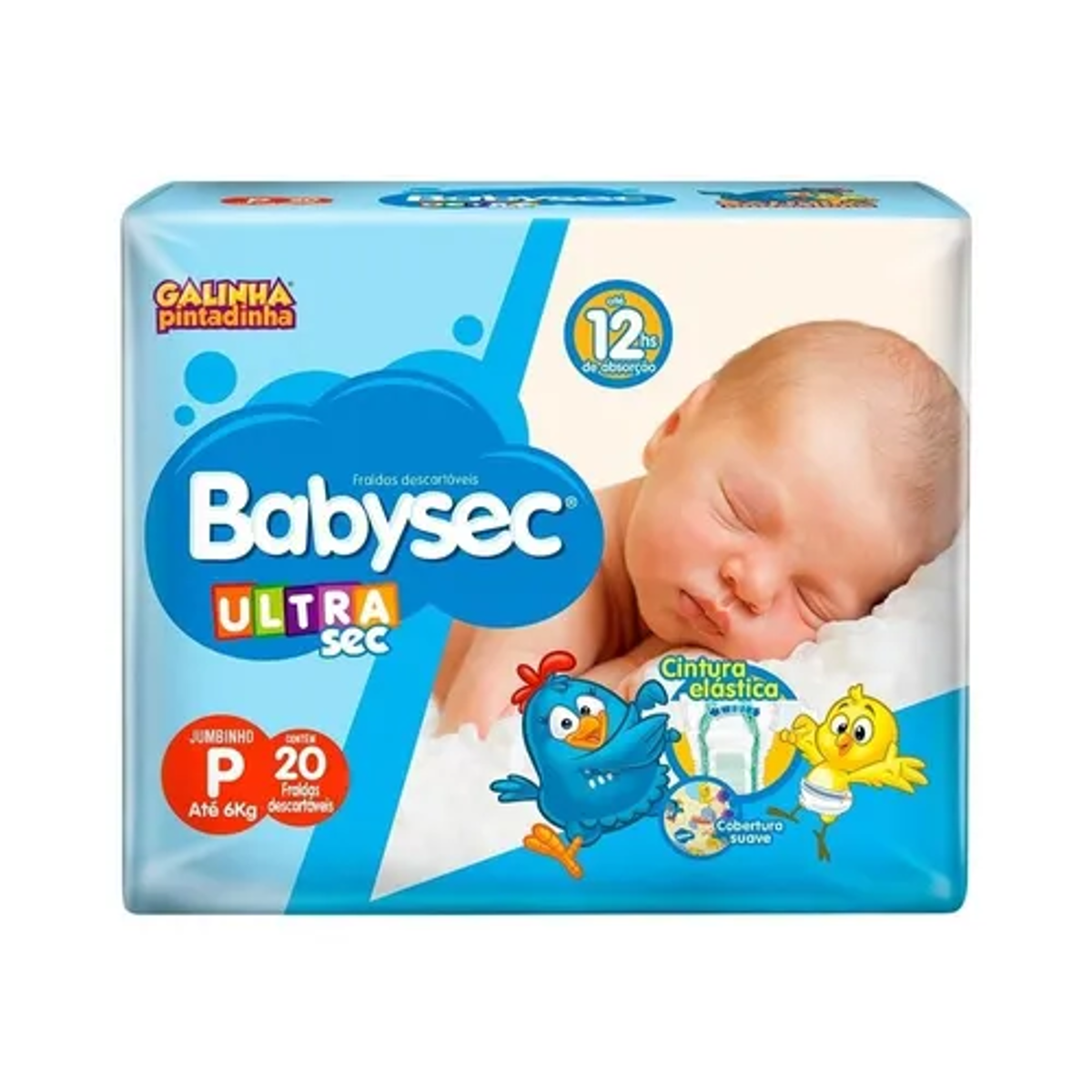 Fralda BABYSEC Ultra Galinha Pintadinha Tamanho P Pacote com 20 Unidades