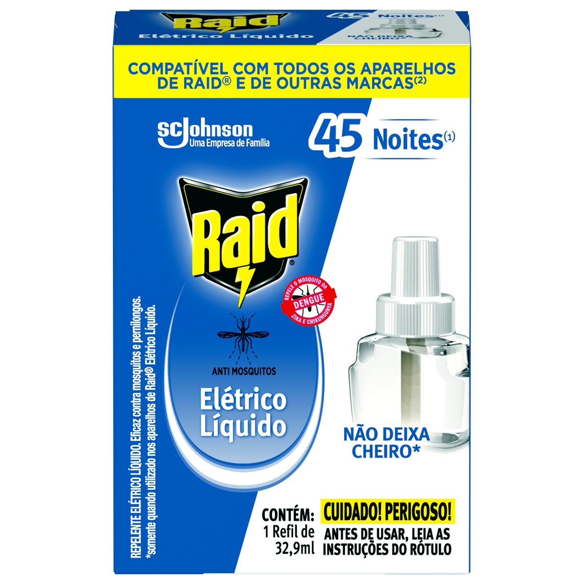 Repelente Líquido Elétrico 45 Noites Raid Caixa 32,9ml Refil