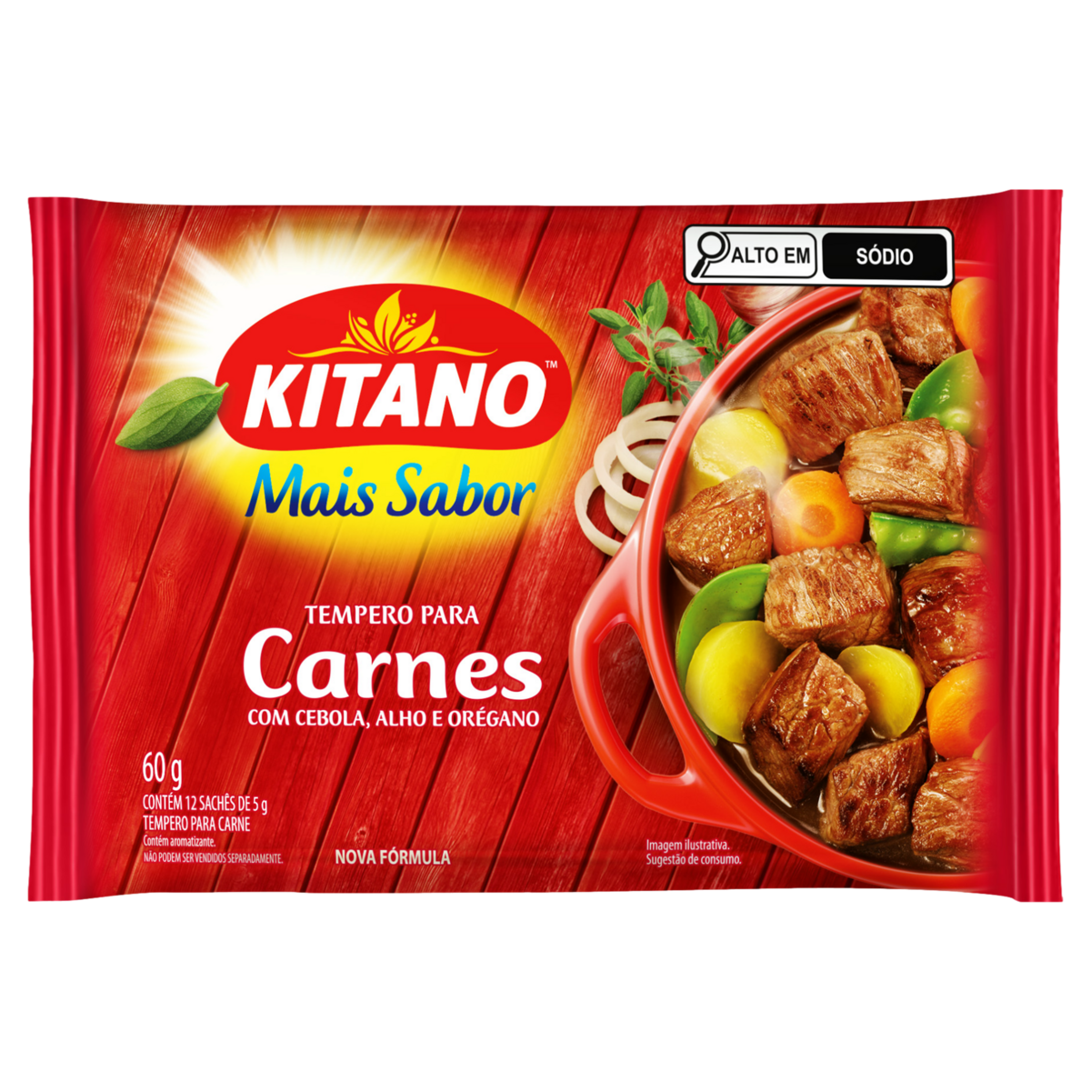Tempero Pó para Carnes Kitano Mais Sabor Pacote 60g 12 Unidades