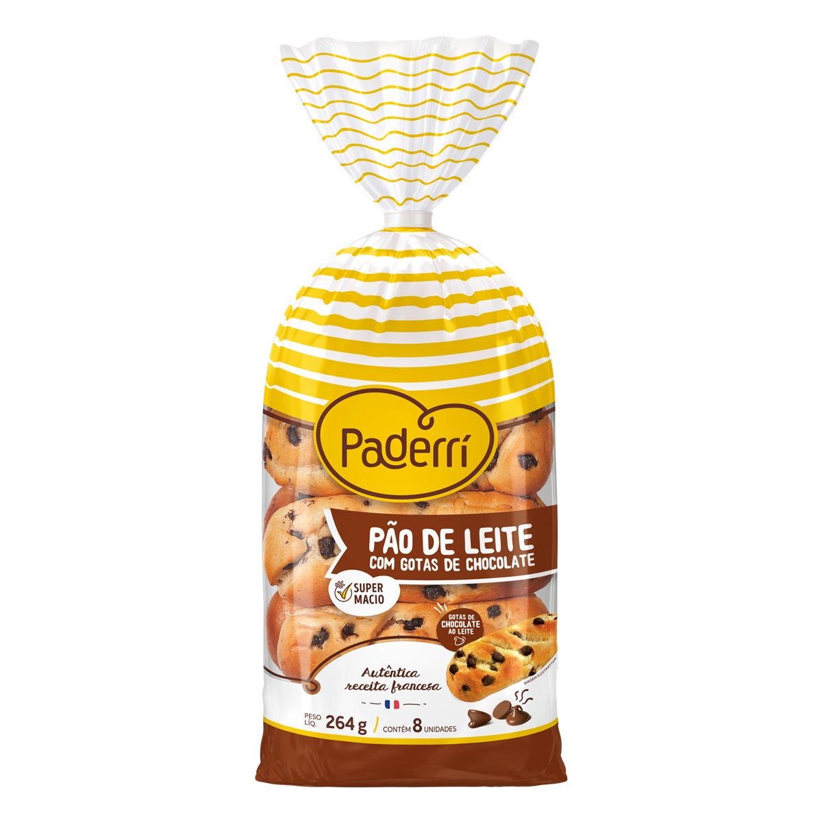 Pão de Leite Gotas De Chocolate Paderrí 264G