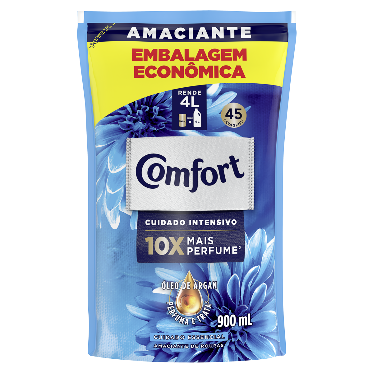 Amaciante de Roupa Concentrado Frescor Intenso Comfort Sachê 900ml Refil