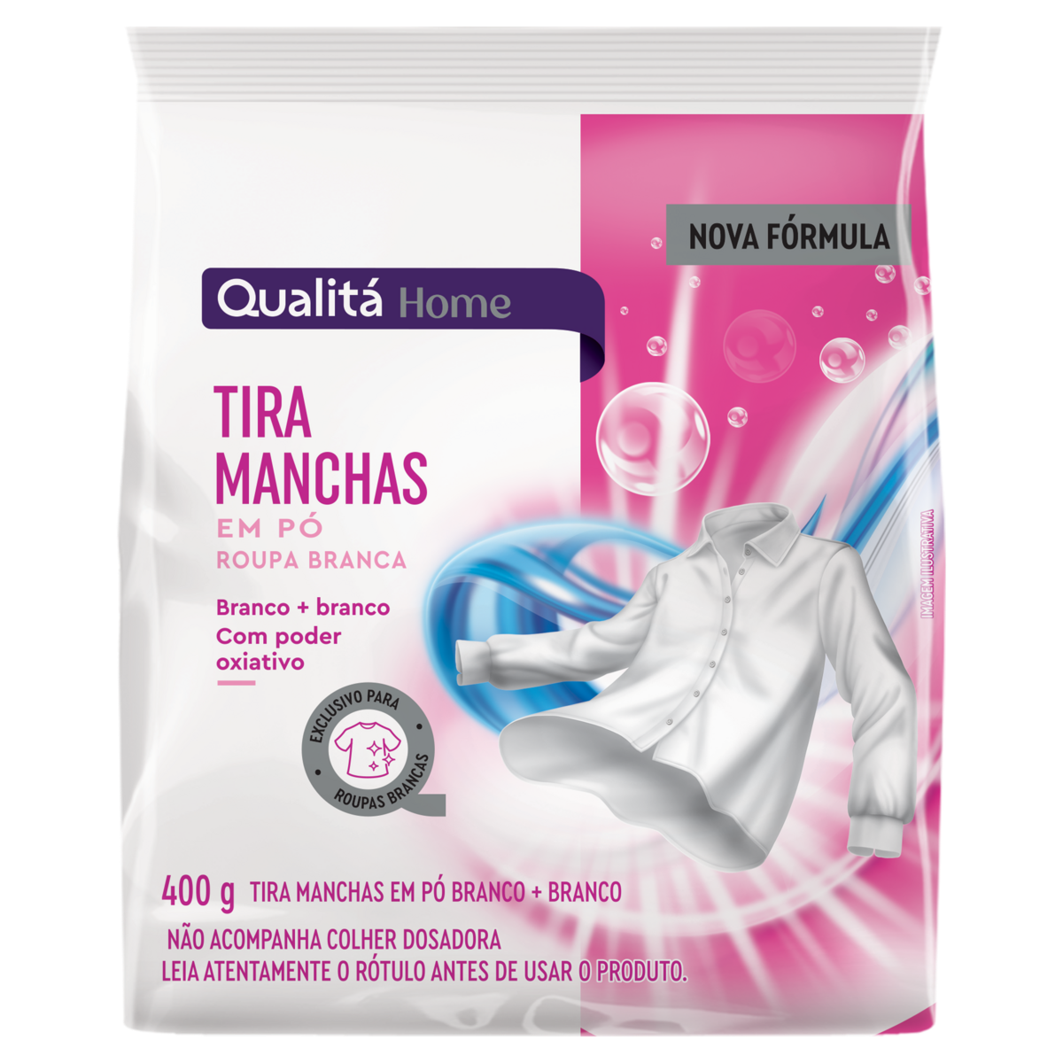 Tira-Manchas Pó Roupas Brancas Qualitá Home Sachê 400g