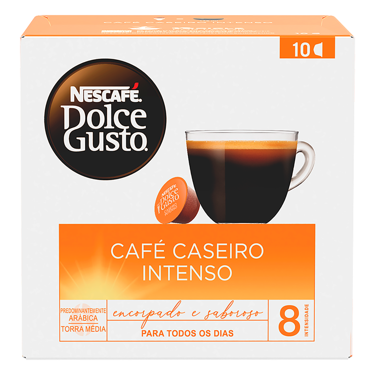 Café em Cápsula Torrado e Moído Caseiro Intenso Nescafé Dolce Gusto Caixa 90g 10 Unidades