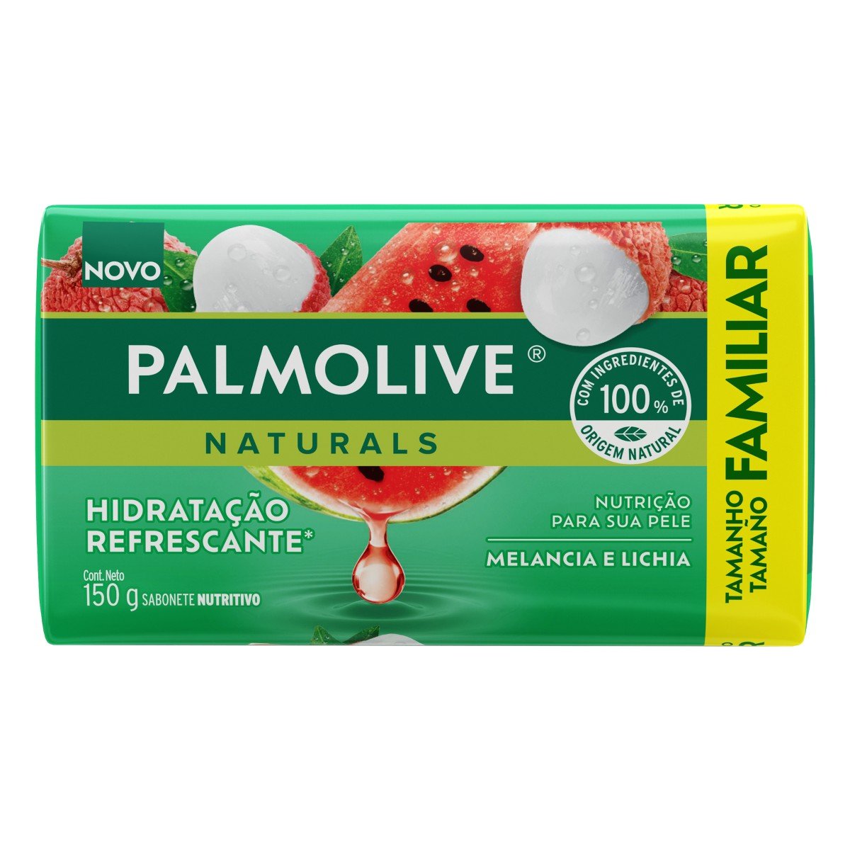 Sabonete Barra Hidratação Refrescante Melancia e Lichia Palmolive Naturals Envoltório 150g Tamanho Familiar