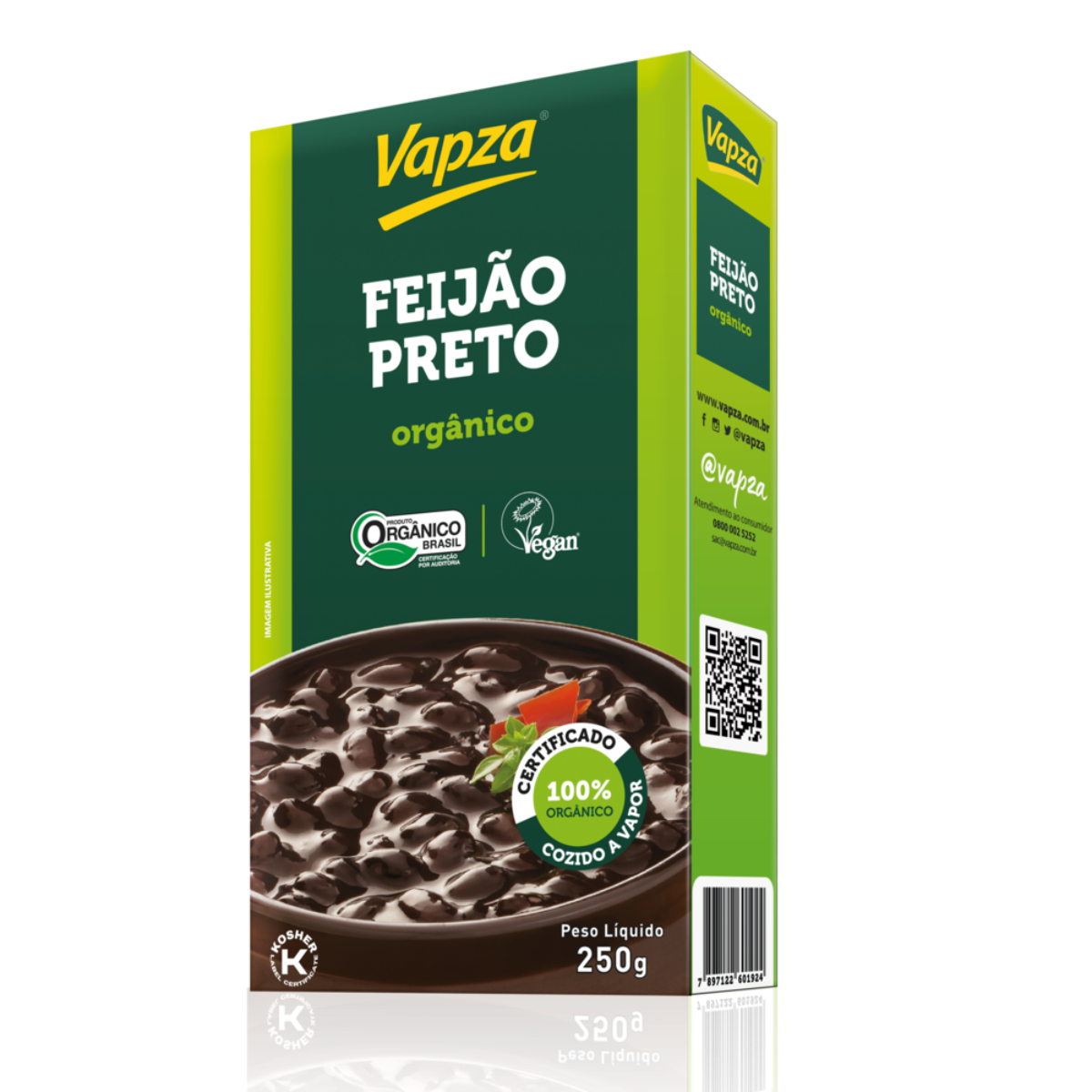 Feijão Preto Orgânico Cozido no Vapor VAPZA Caixa 250g