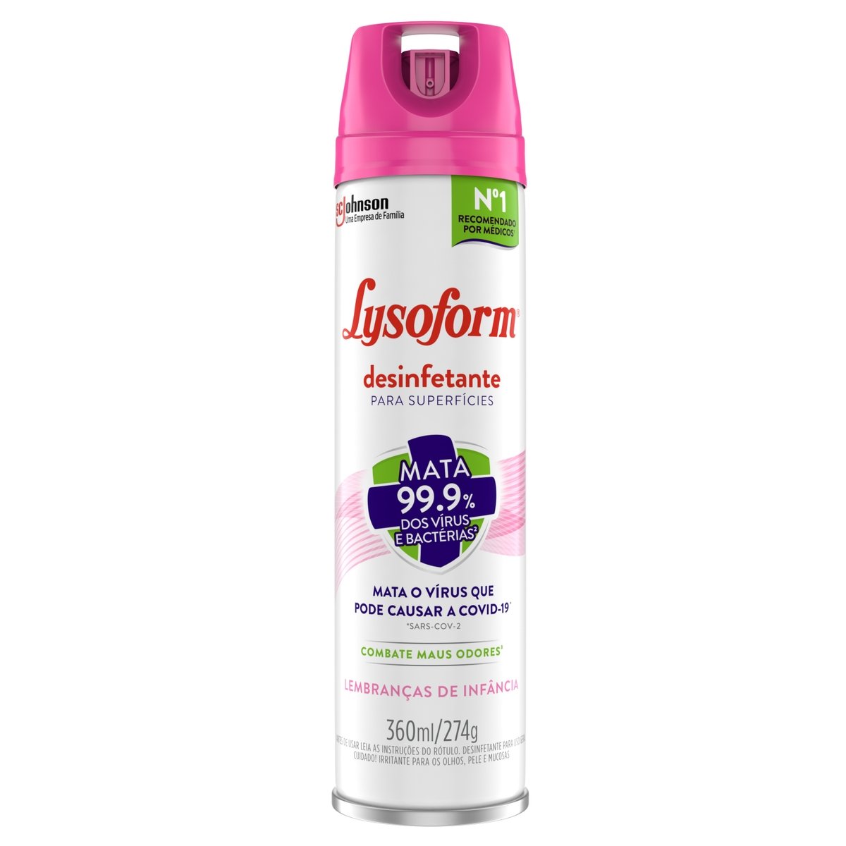 Desinfetante Aerossol Superfícies Lembranças de Infância Lysoform Frasco 360ml Spray