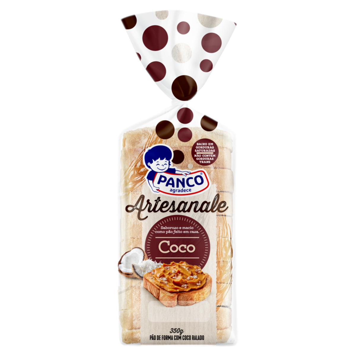 Pão de Forma Coco Panco Artesanale Pacote 350g