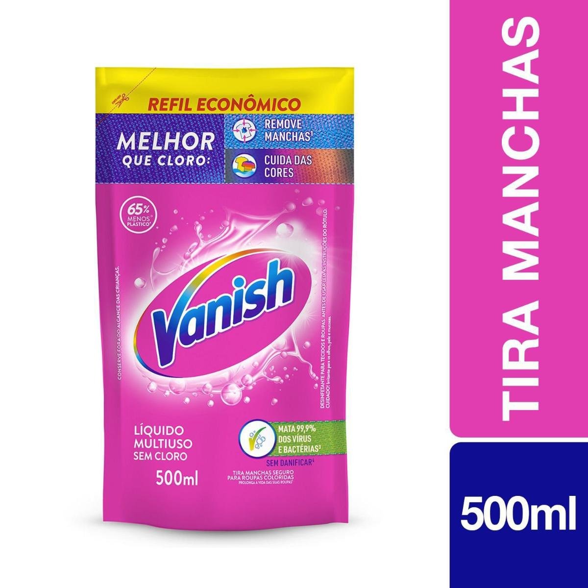 Tira-Manchas Gel Multiuso Vanish Sachê 500ml Refil Econômico