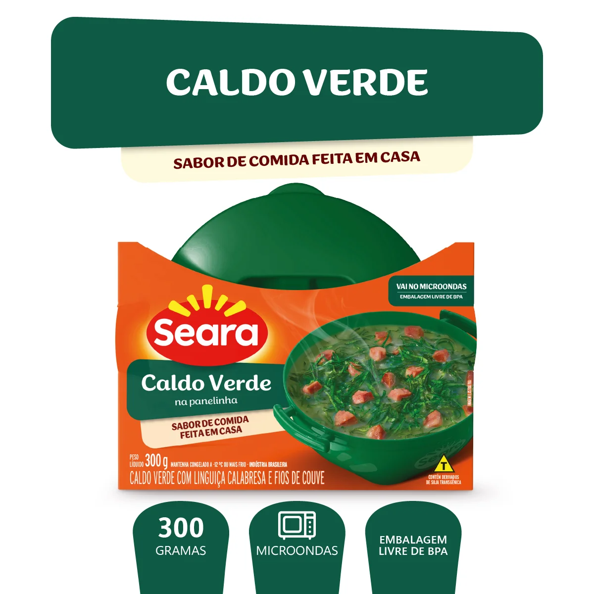 Caldo Verde Congelado Seara na Panelinha Pote 300g