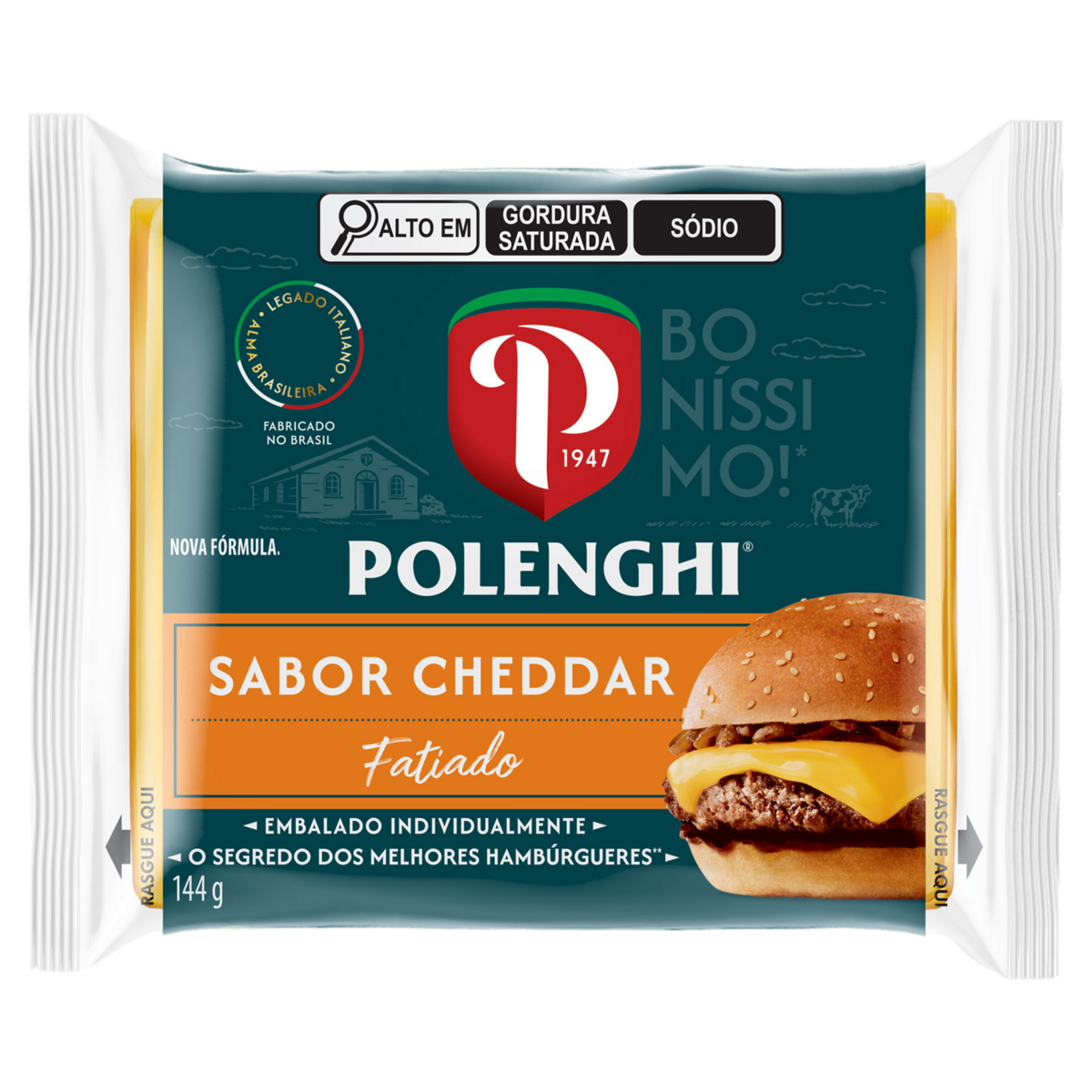 Queijo Processado UHT Cheddar Polenghi Sandwich-In 144g