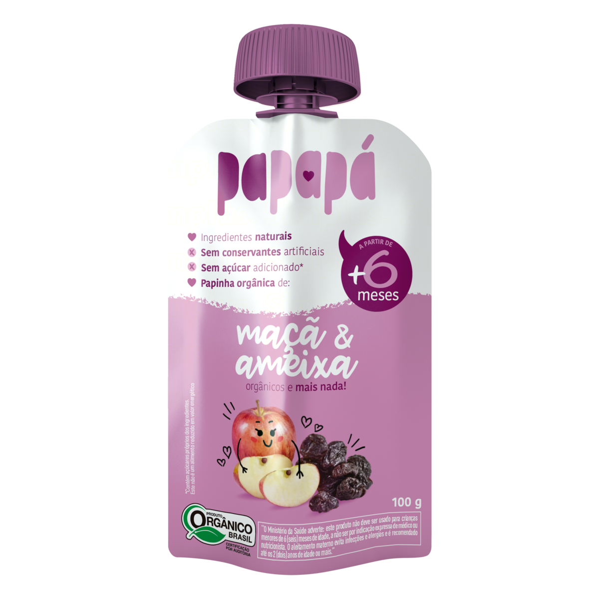 Papinha Orgânica PAPAPÁ Sabor Maçã E Ameixa 100g