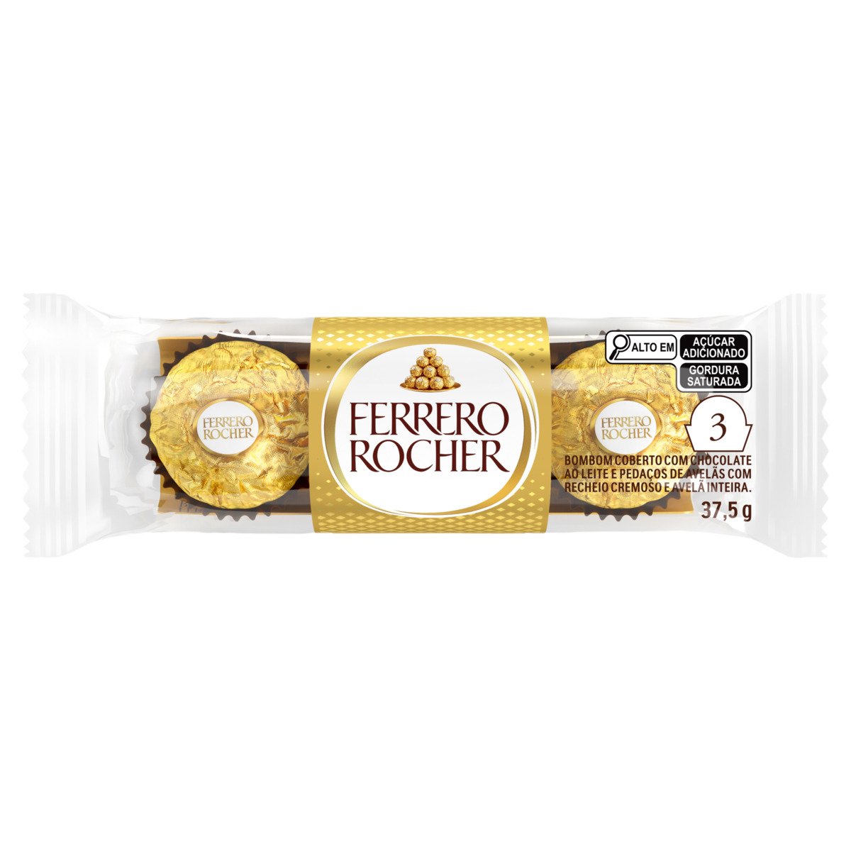 Bombom Ferrero Rocher Pacote 37,5g 3 Unidades