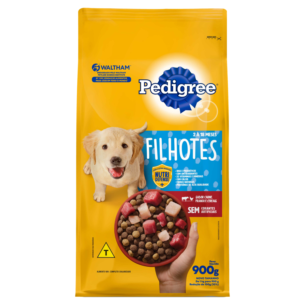 Alimento para Cães Filhotes 2 a 18 Meses Carne, Frango e Cereais Pedigree Pacote 900g