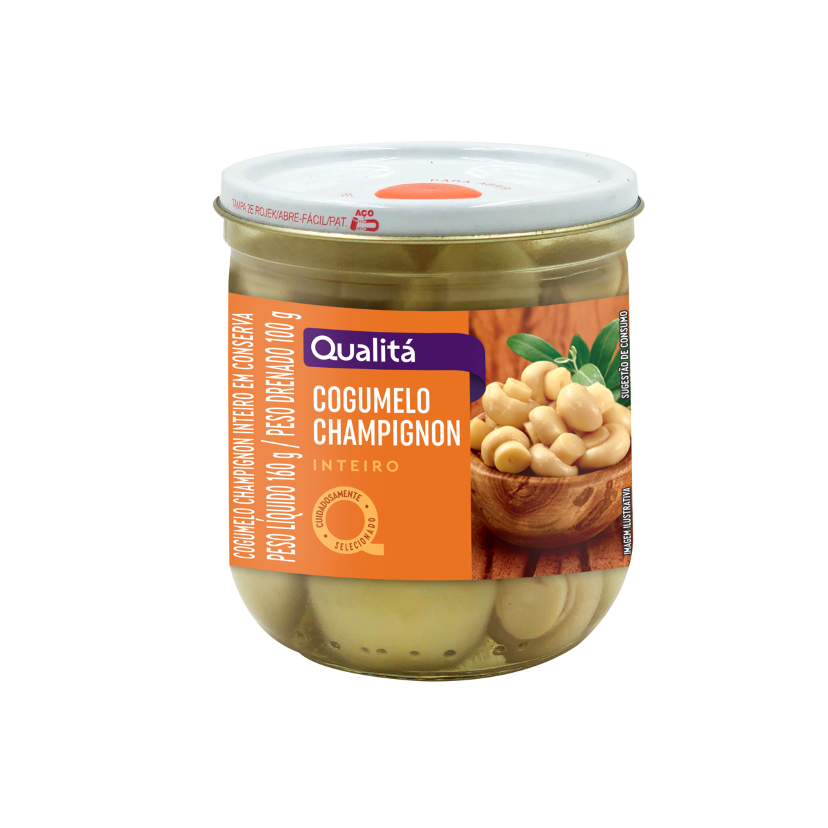 Cogumelo Champignon em Conserva Inteiro Qualitá Vidro 100g