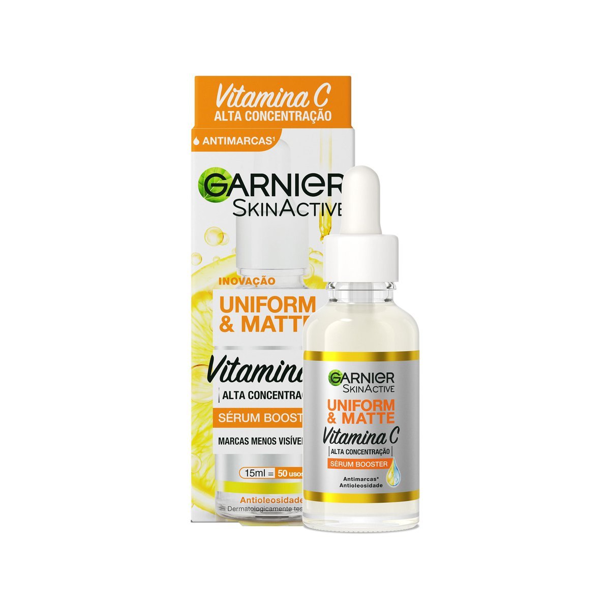Sérum Facial Antimarcas Garnier Uniform & Matte Vitamina C, 15ml