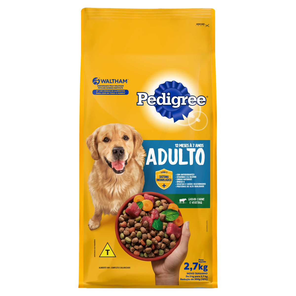 Alimento para Cães Adultos 12 Meses a 7 Anos Carne e Vegetais Pedigree Pacote 2,7kg