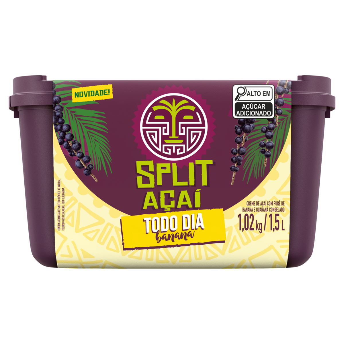 Creme de Frutas Banana Split Açaí Todo Dia Pote 1,5l
