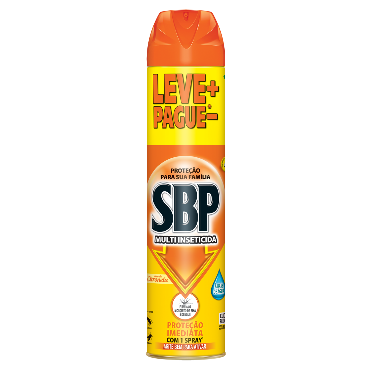 Multi-Inseticida Aerossol Base Água Óleo de Citronela SBP Frasco 450ml Spray Leve Mais Pague Menos
