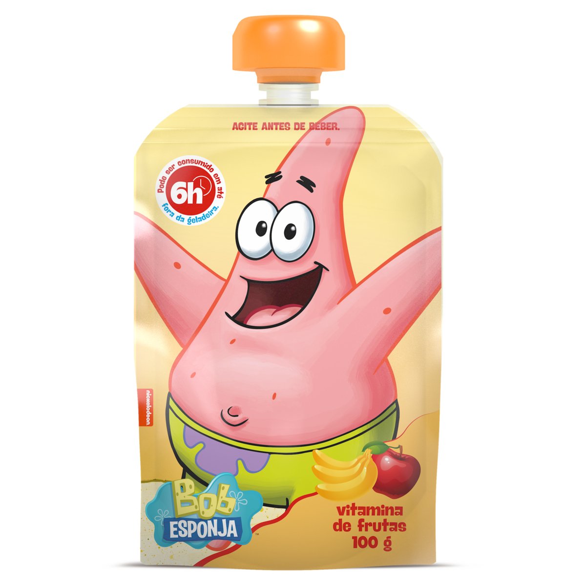 Iogurte Parcialmente Desnatado Vitamina de Frutas Bob Esponja Elegê Squeeze 100g