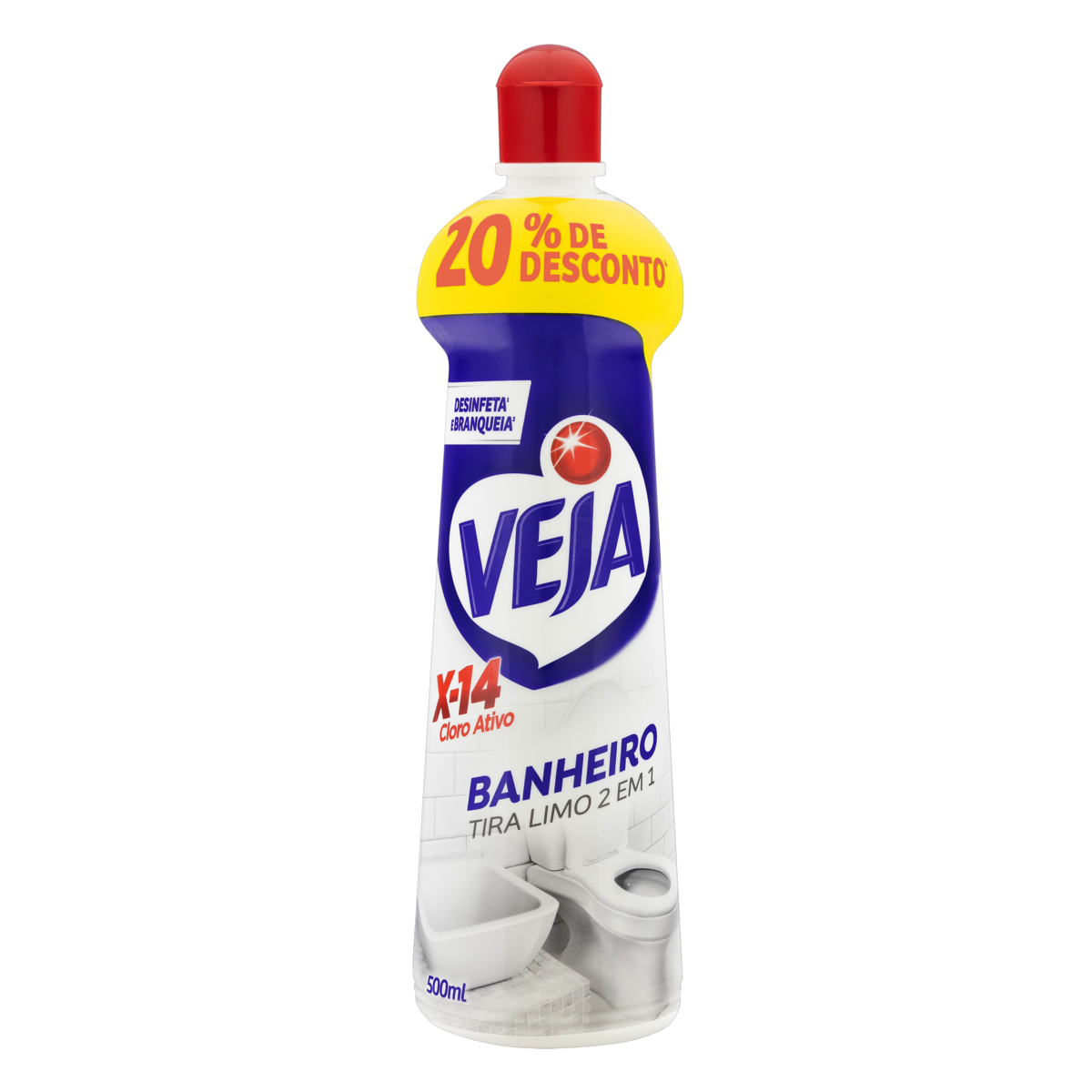 Desinfetante Banheiro Tira-Limo Veja X-14 Squeeze 500ml Grátis 20% de Desconto