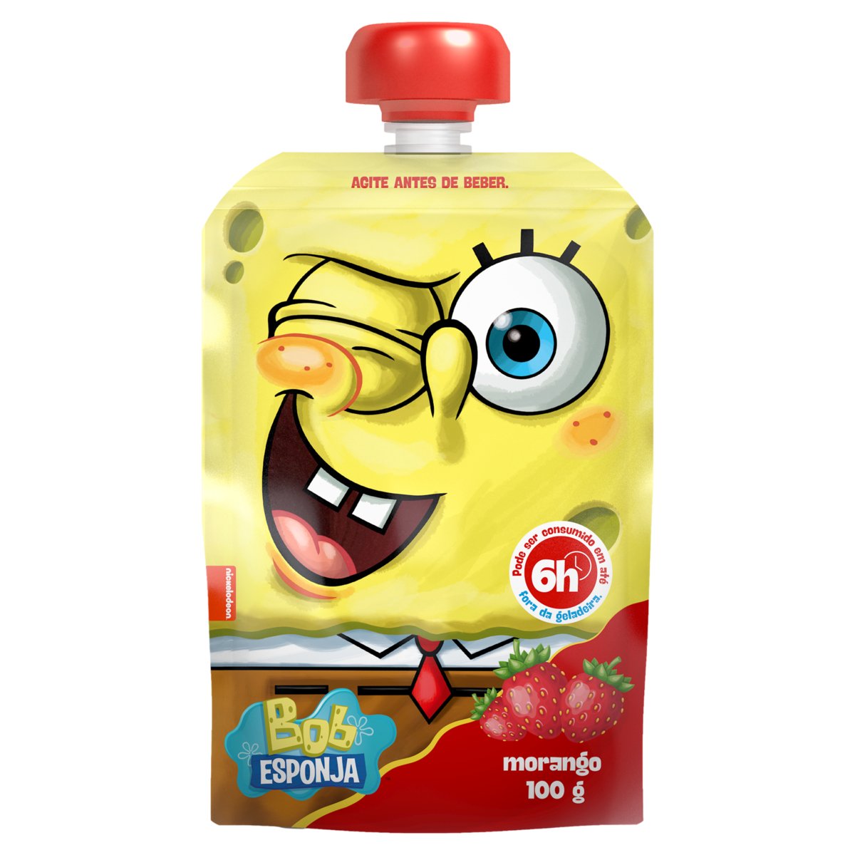 Iogurte Parcialmente Desnatado Morango Bob Esponja Elegê Squeeze 100g