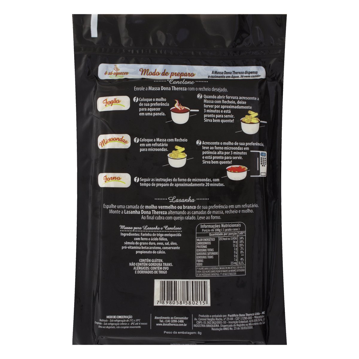 Massa para Lazanha e Canelone DONA THEREZA 500g | Extra Mercado