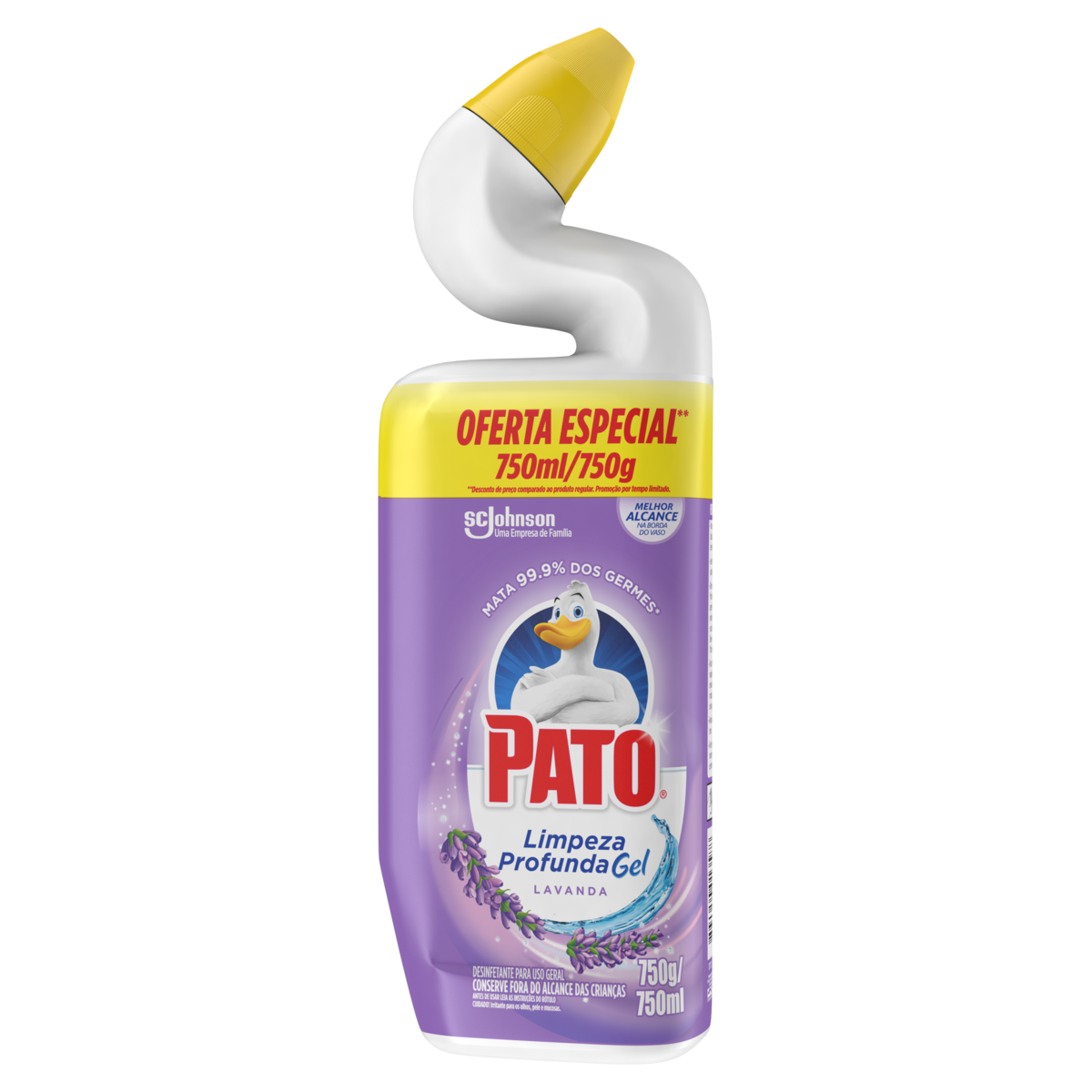 Desinfetante Gel Uso Geral Lavanda Pato Limpeza Profunda Squeeze 750ml