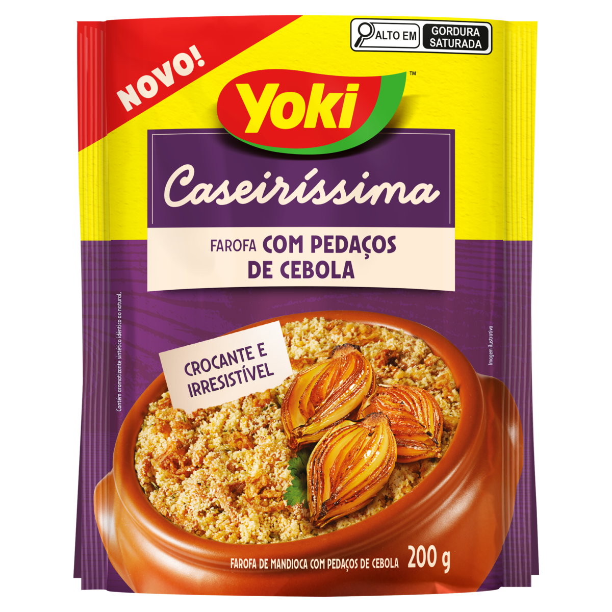 Farofa de Mandioca com Pedaços de Cebola Crocante Yoki Caseiríssima Pacote 200g