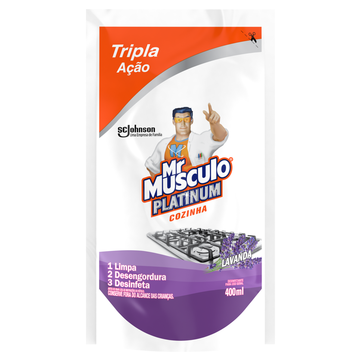 Desinfetante Cozinha Lavanda Mr Músculo Platinum Sachê 400ml