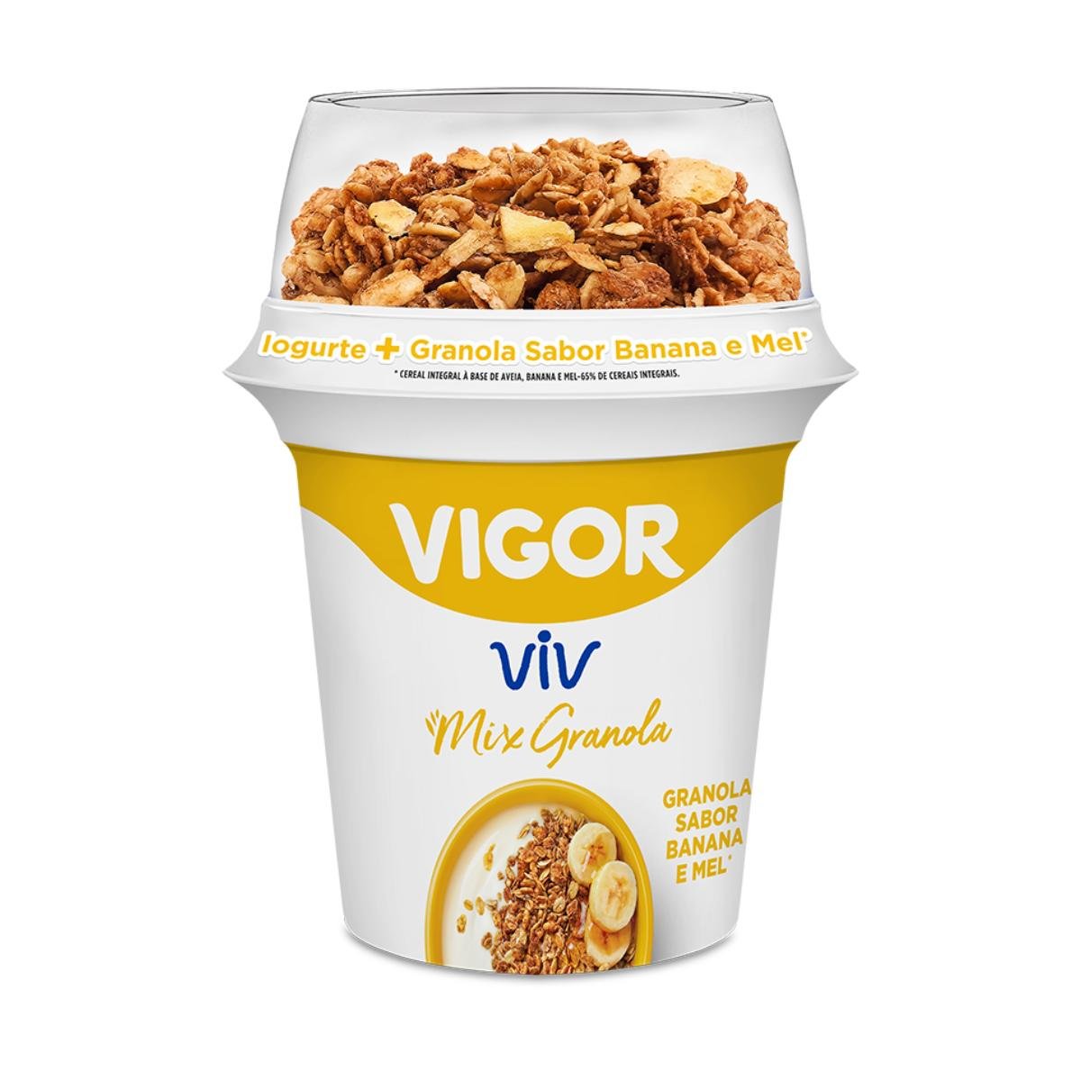 Iogurte Integral com Granola de Banana e Mel Vigor Viv Mix Copo 140g