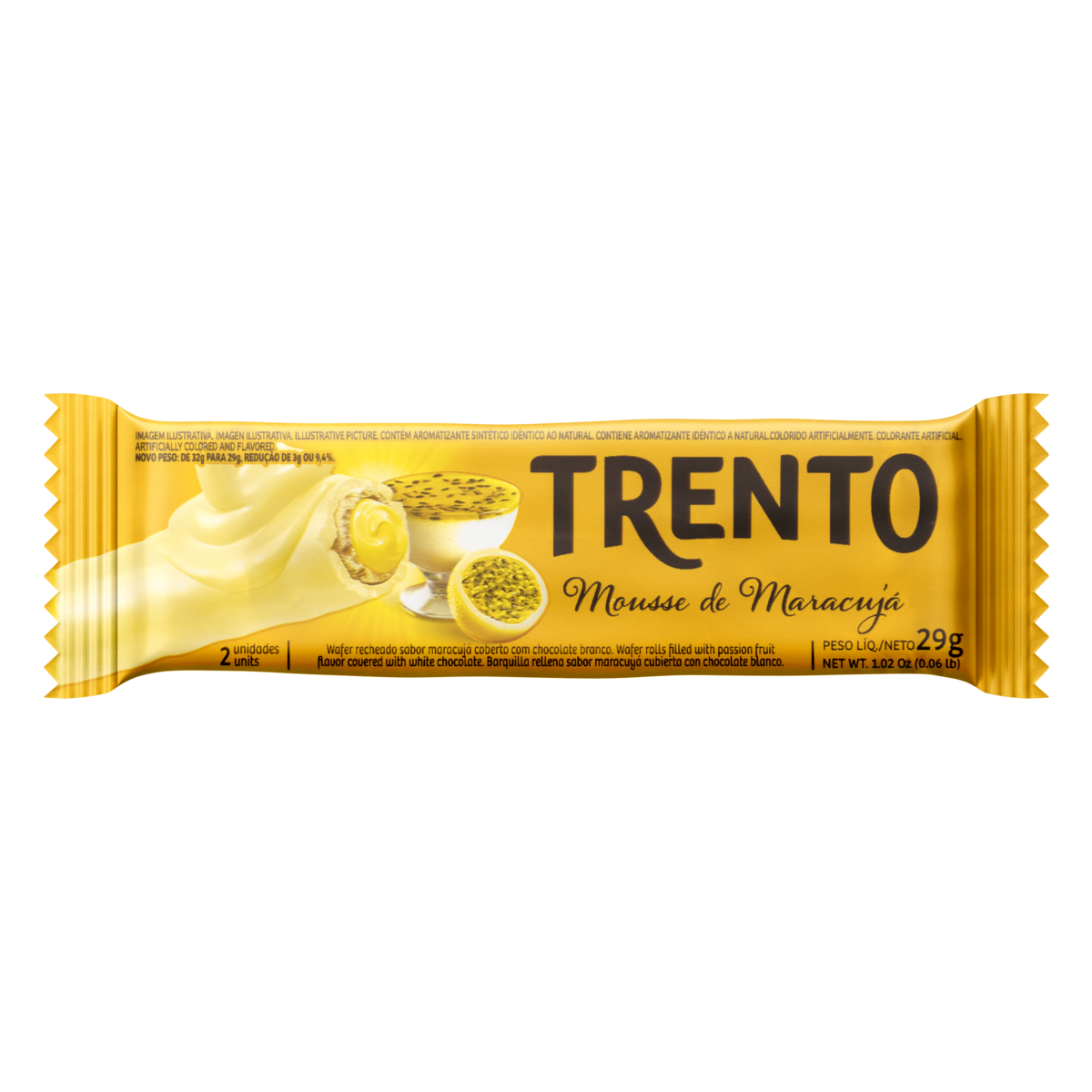 Wafer Mousse de Maracujá Trento Pacote 29g