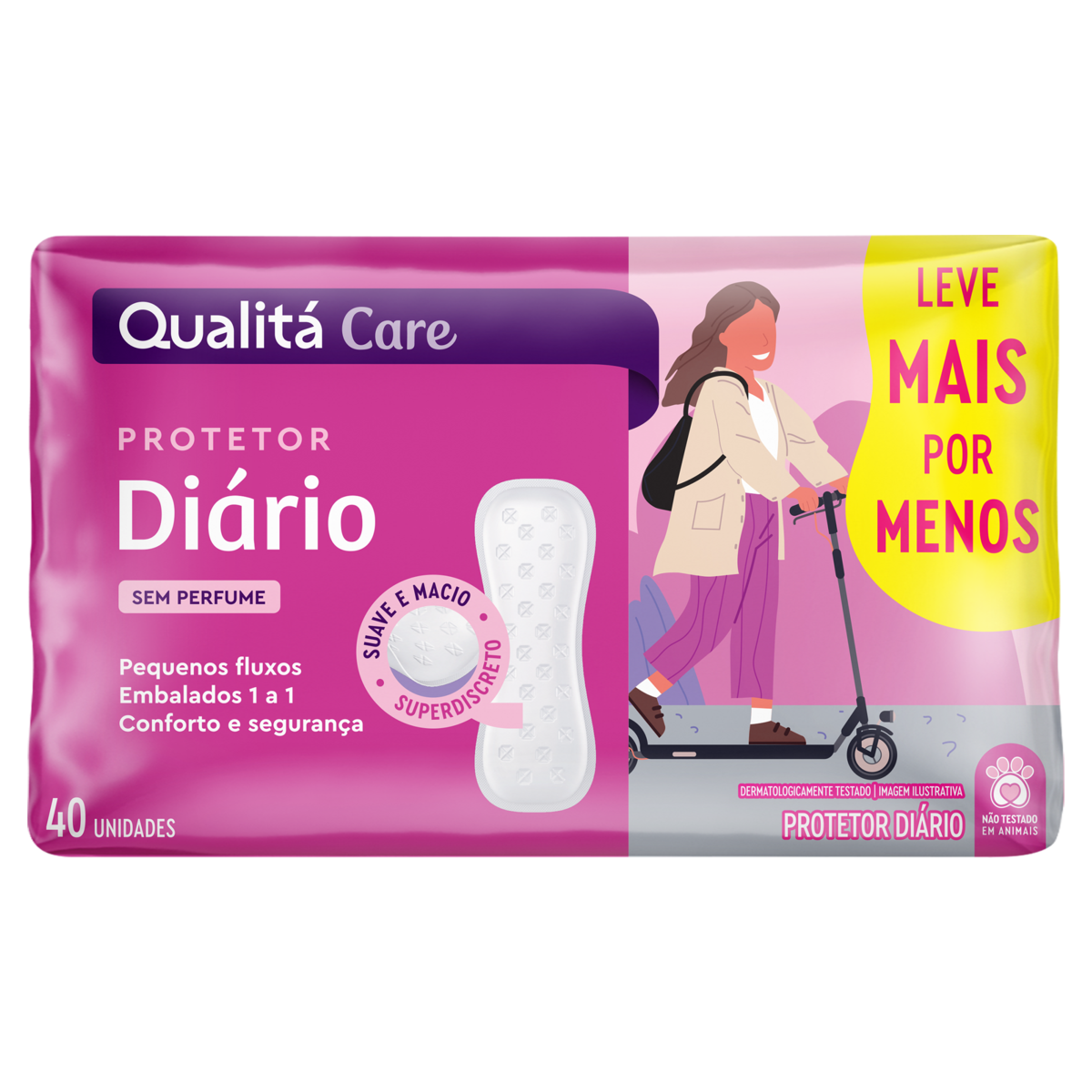 Protetor Diário sem Abas Qualitá Care Pacote 40 Unidades Leve Mais Pague Menos