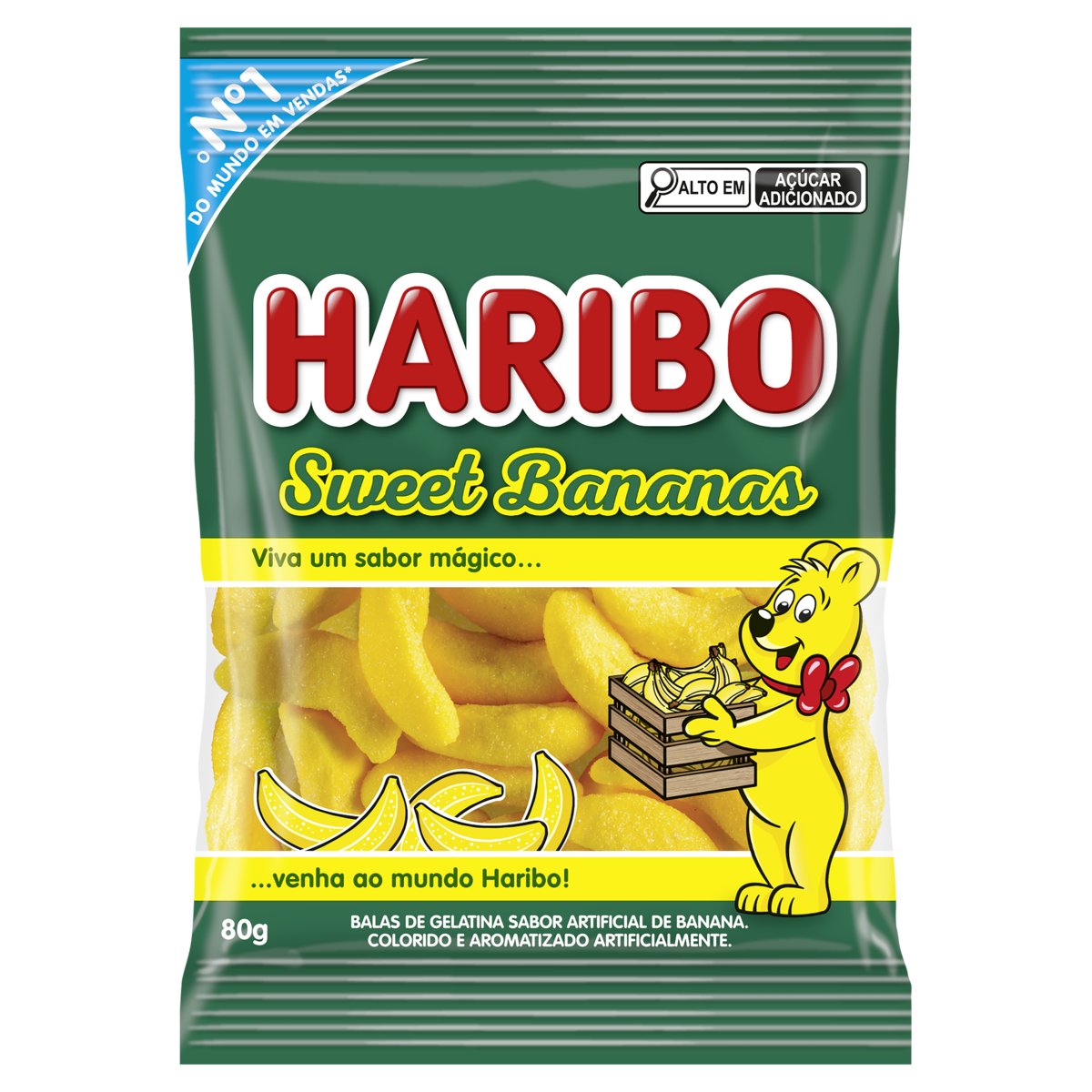 Bala de Gelatina Sweet Bananas Haribo Pacote 80g
