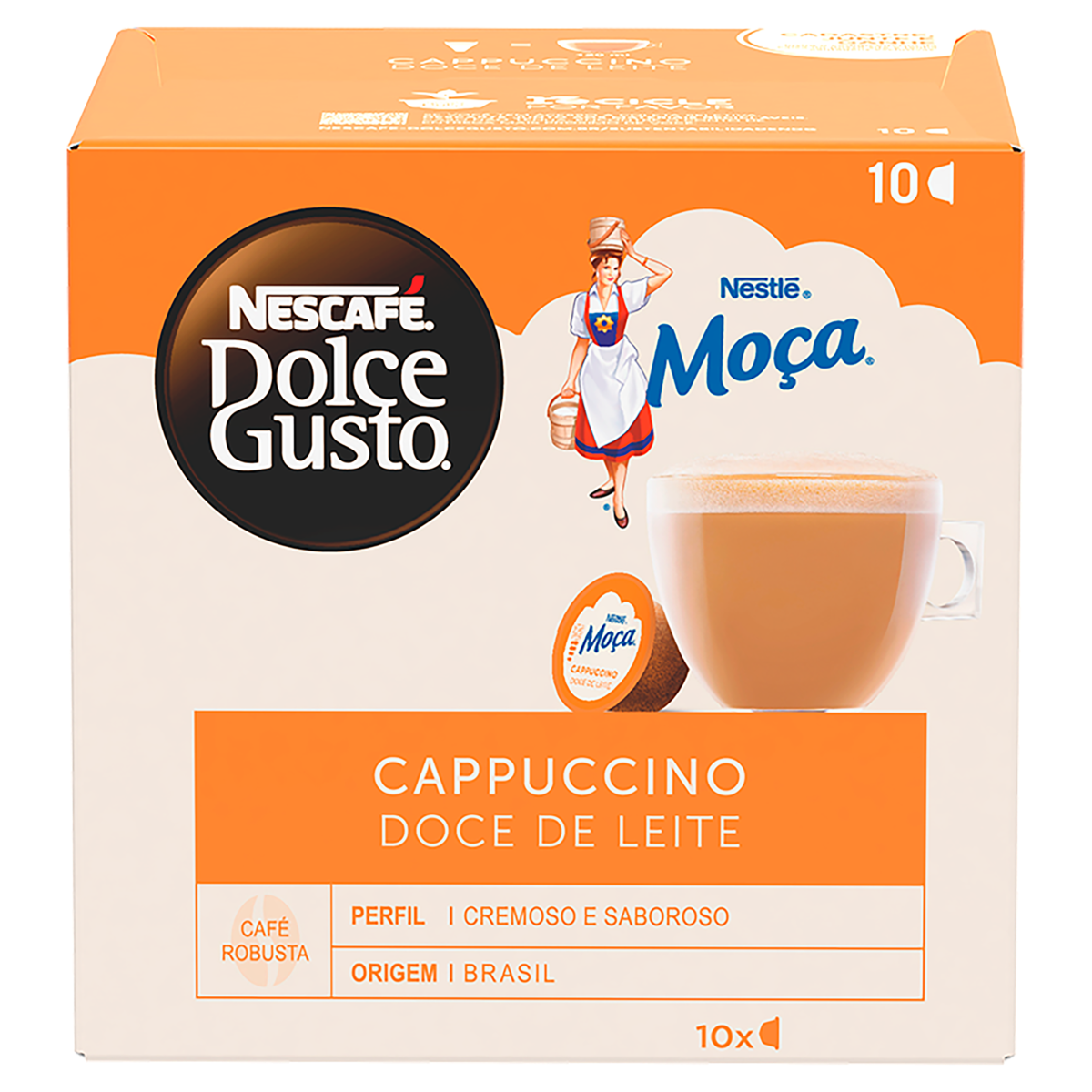 Cappuccino em Cápsula Doce de Leite Moça Nescafé Dolce Gusto Caixa 170g 10 Unidades