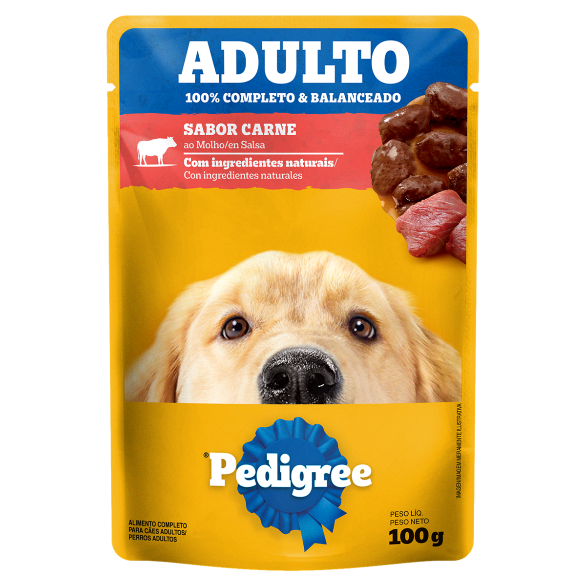 Alimento para Cães Adultos Carne ao Molho Pedigree Sachê 100g