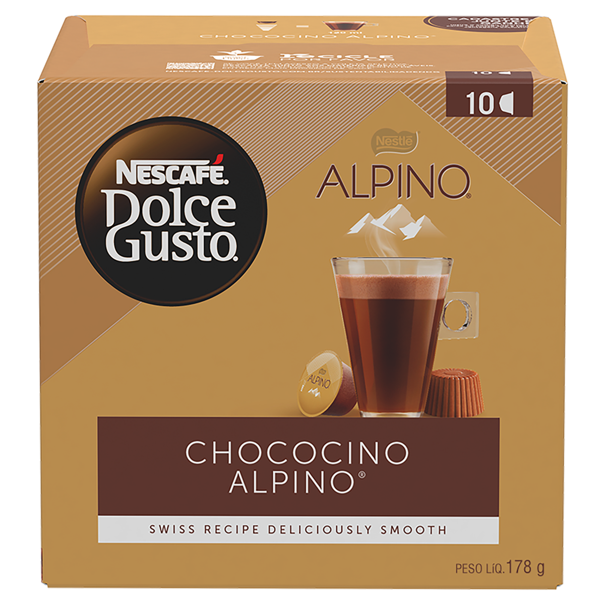 Chococino em Cápsula Alpino Nescafé Dolce Gusto Caixa 178g 10 Unidades