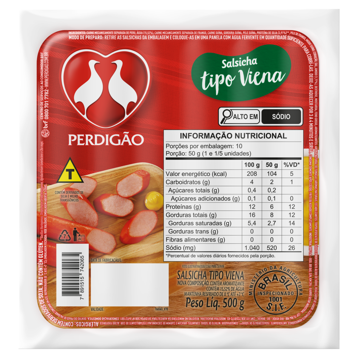 Salsicha Viena PERDIGÃO 500g